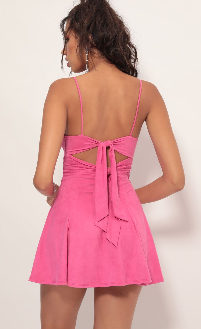 Picture Marley Suede Dress in Hot Pink. Source: https://media.lucyinthesky.com/data/Aug19_1/800xAUTO/781A4601.JPG