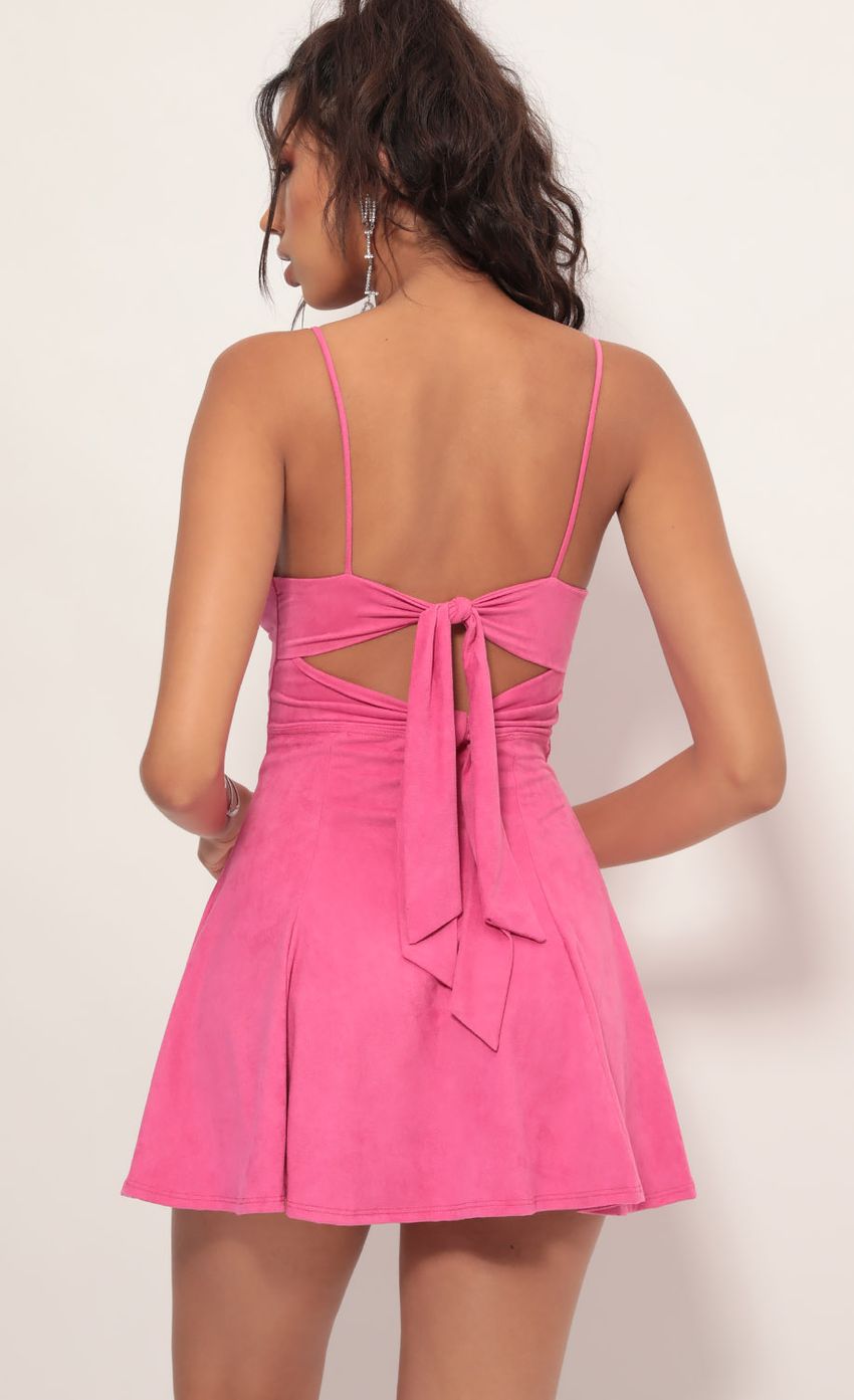 Picture Marley Suede Dress in Hot Pink. Source: https://media.lucyinthesky.com/data/Aug19_1/850xAUTO/781A4601.JPG