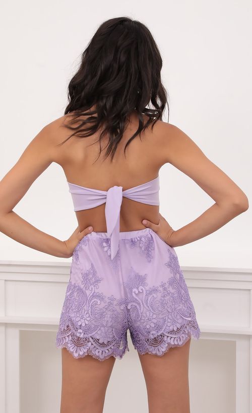 Picture Aurora Strapless Romper in Lilac. Source: https://media.lucyinthesky.com/data/Aug20_2/500xAUTO/781A9910.JPG