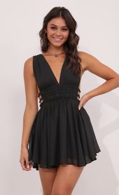 Picture thumb Babette Plunge A-Line Dress in Black. Source: https://media.lucyinthesky.com/data/Aug21_1/170xAUTO/1V9A2739.JPG