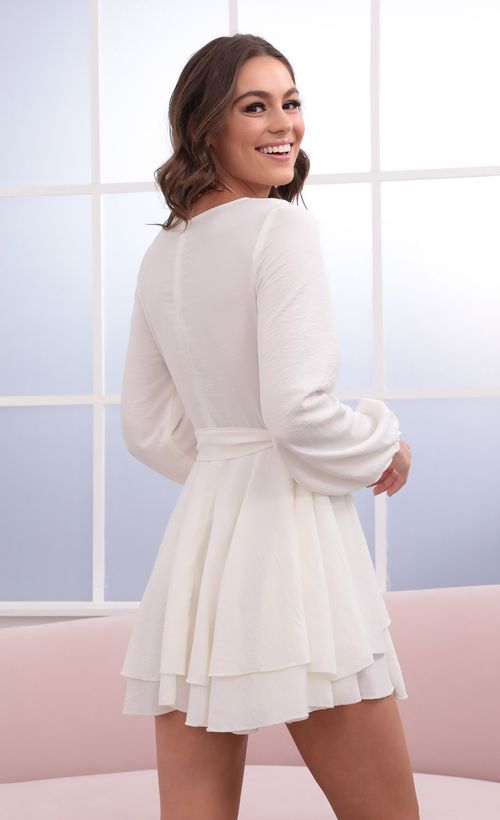 Picture Coralie Fit and Flare Dress in White. Source: https://media.lucyinthesky.com/data/Aug21_1/500xAUTO/1V9A0086.JPG