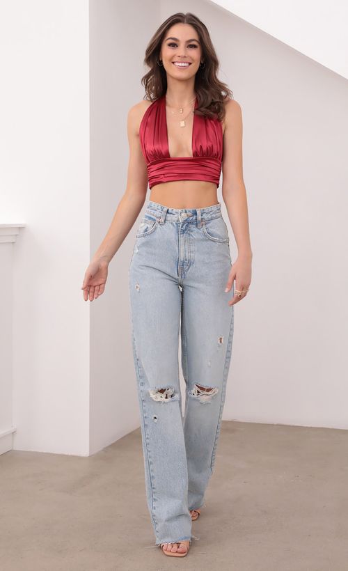 Picture Rowan Satin Top In Red. Source: https://media.lucyinthesky.com/data/Aug21_1/500xAUTO/1V9A0915.JPG