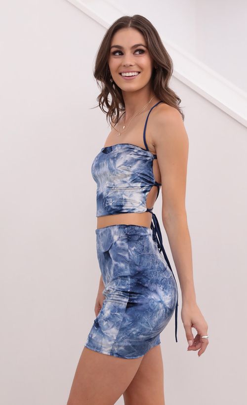 Picture Ava Velvet Lace-Up Set in Blue Tye Dye. Source: https://media.lucyinthesky.com/data/Aug21_1/500xAUTO/1V9A2418.JPG