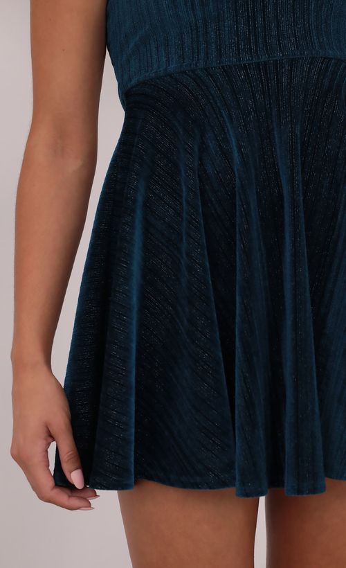 Picture Key West A-line Velvet Dress in Turquoise. Source: https://media.lucyinthesky.com/data/Aug21_1/500xAUTO/1V9A5112.JPG