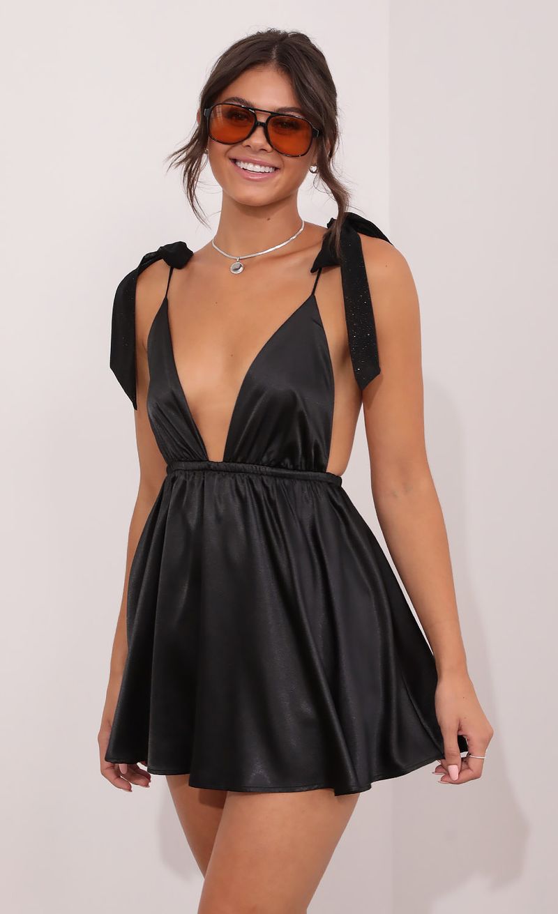 Picture Valentine Satin Dress in Black. Source: https://media.lucyinthesky.com/data/Aug21_1/800xAUTO/1V9A5314.JPG