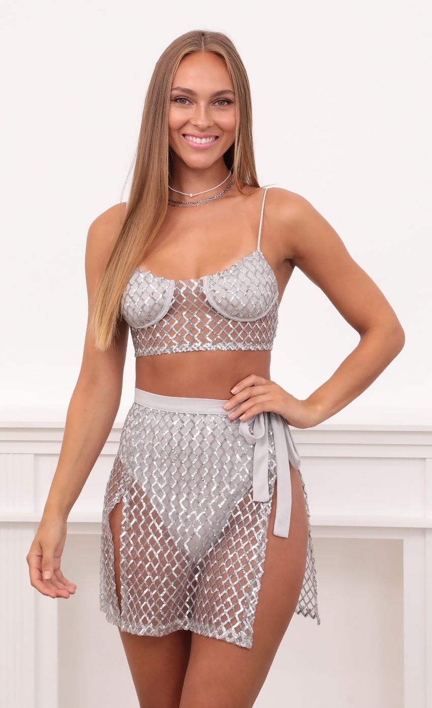 Picture Party Girl Glitter Mesh Set in Silver. Source: https://media.lucyinthesky.com/data/Aug21_1/850xAUTO/1V9A9518.JPG