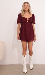 Picture Louisa Baby Doll Dress in Burgundy. Source: https://media.lucyinthesky.com/data/Aug21_2/150xAUTO/1V9A0901.JPG