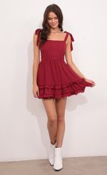 Picture Netty Corset Dress in Burgundy. Source: https://media.lucyinthesky.com/data/Aug21_2/150xAUTO/1V9A8451.JPG