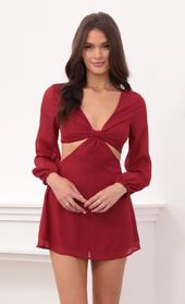 Picture thumb River Cutout Dress in Burgundy. Source: https://media.lucyinthesky.com/data/Aug21_2/170xAUTO/1V9A7681.JPG