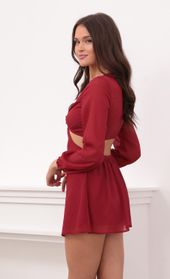 Picture thumb River Cutout Dress in Burgundy. Source: https://media.lucyinthesky.com/data/Aug21_2/170xAUTO/1V9A7726.JPG