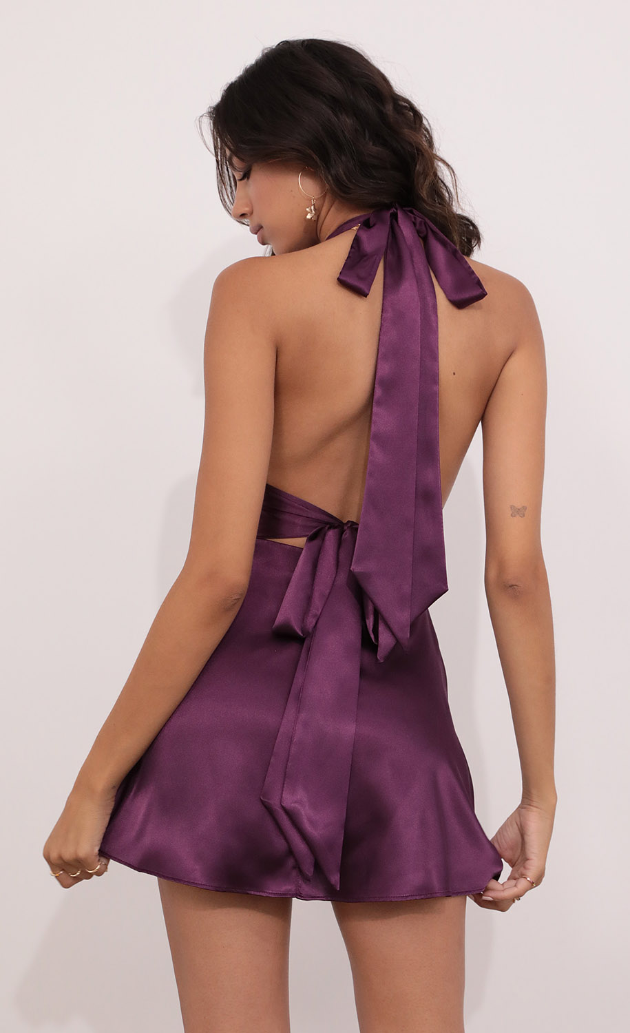 Waverly Satin Dress in Purple