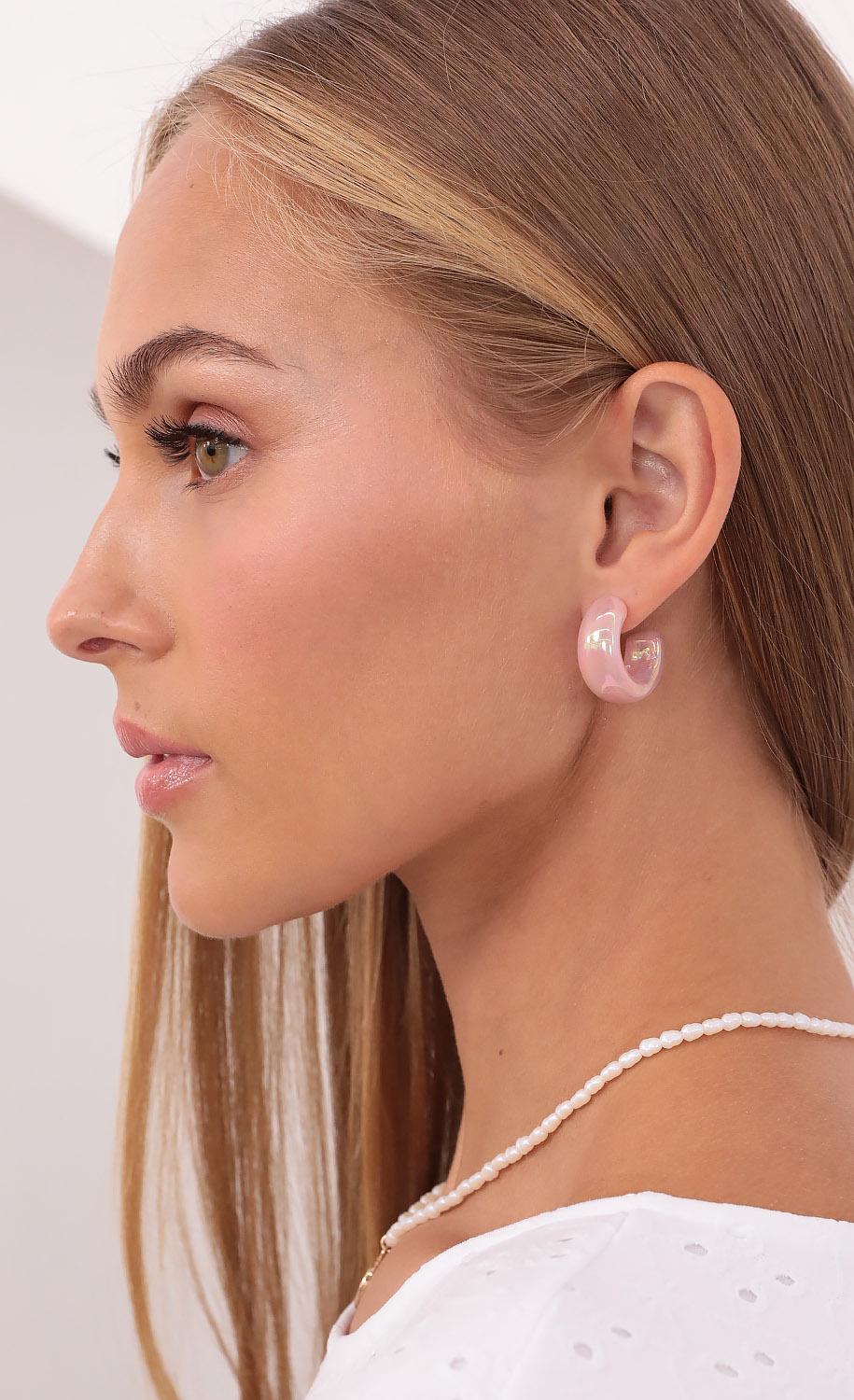 Sweet Like Candy Pink Iridescent Hoops