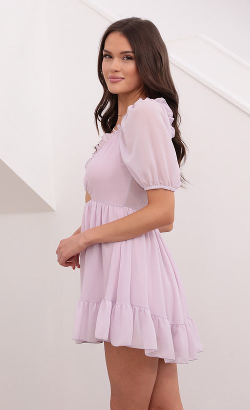 Picture Samantha Keyhole Cutout Dress in Lilac. Source: https://media.lucyinthesky.com/data/Aug21_2/500xAUTO/1V9A1503.JPG