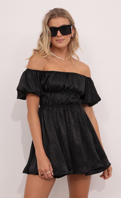Picture Dorothy Off The Shoulder Dress in Black. Source: https://media.lucyinthesky.com/data/Aug21_2/500xAUTO/1V9A2796.JPG