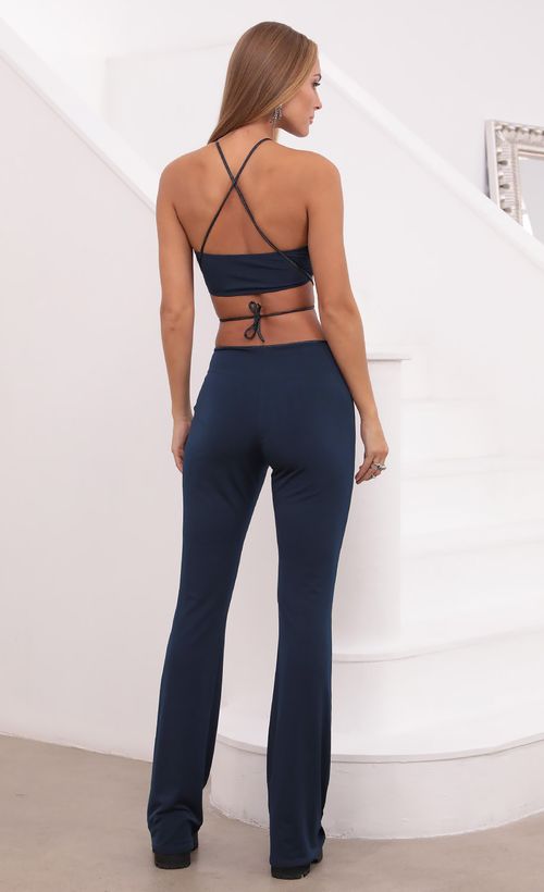 Picture Snoh Two Piece Pant Set in Navy. Source: https://media.lucyinthesky.com/data/Aug21_2/500xAUTO/1V9A3717.JPG