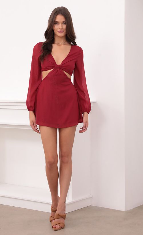 Picture River Cutout Dress in Burgundy. Source: https://media.lucyinthesky.com/data/Aug21_2/500xAUTO/1V9A7679.JPG