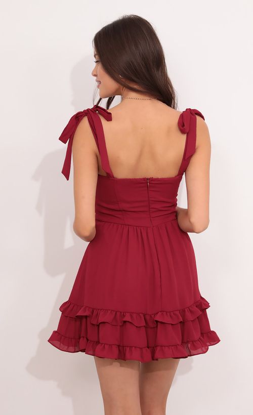Picture Netty Corset Dress in Burgundy. Source: https://media.lucyinthesky.com/data/Aug21_2/500xAUTO/1V9A8566.JPG