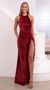 Picture Zion Ruched Maxi Dress in Burgundy Velvet. Source: https://media.lucyinthesky.com/data/Aug21_2/50x90/1V9A8275.JPG