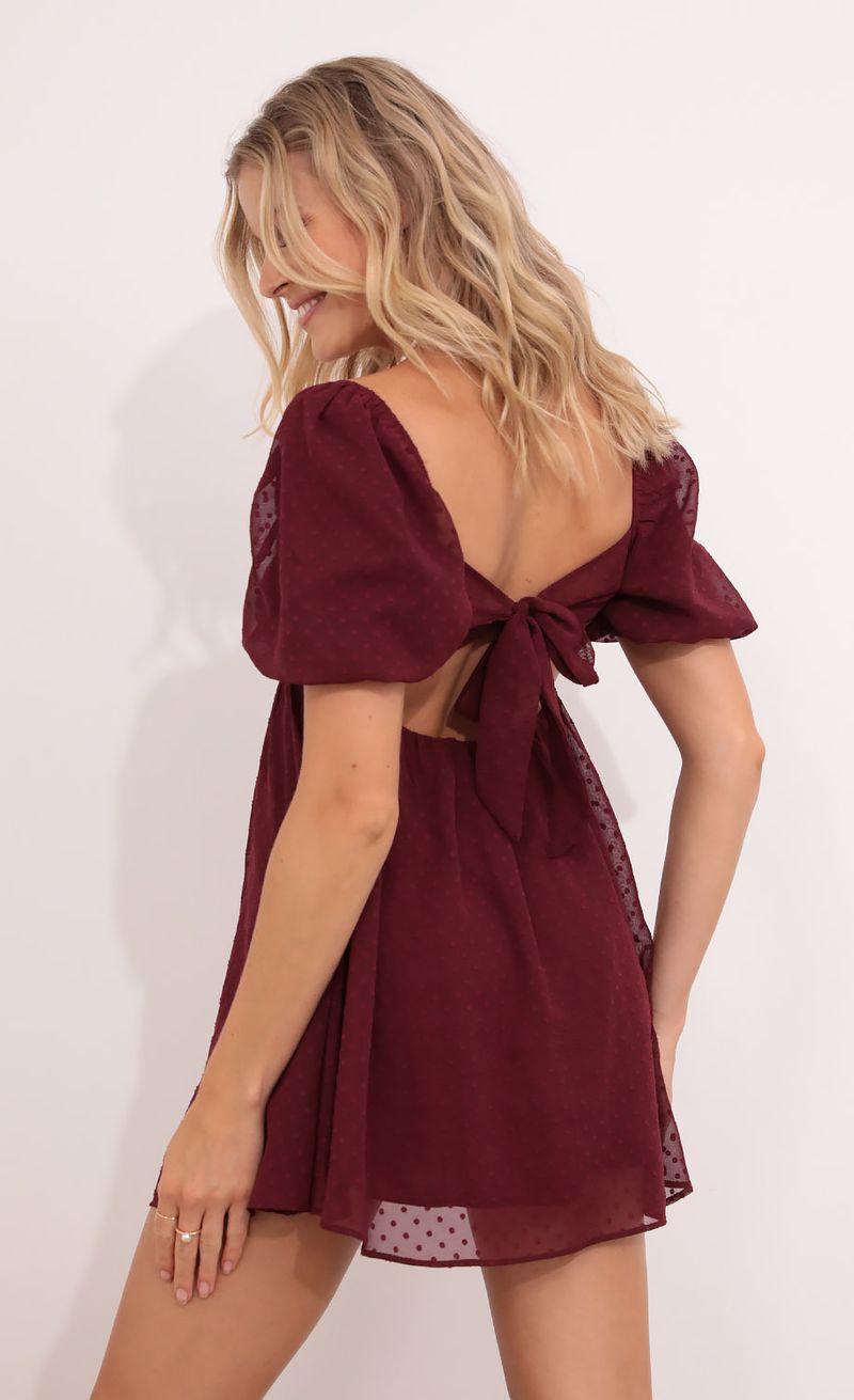 Picture Louisa Baby Doll Dress in Burgundy. Source: https://media.lucyinthesky.com/data/Aug21_2/800xAUTO/1V9A0998.JPG