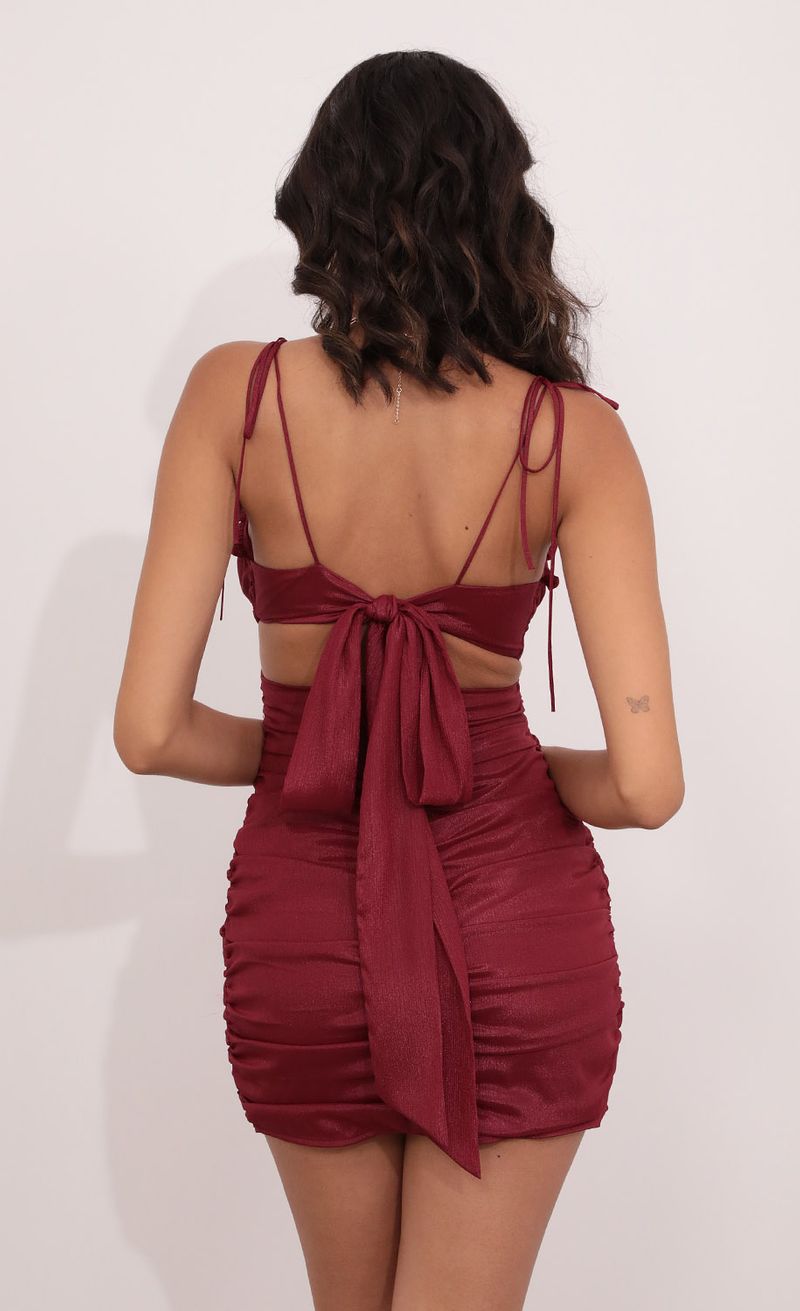 Picture Kalene Bodycon Dress in Burgundy. Source: https://media.lucyinthesky.com/data/Aug21_2/800xAUTO/1V9A2683.JPG