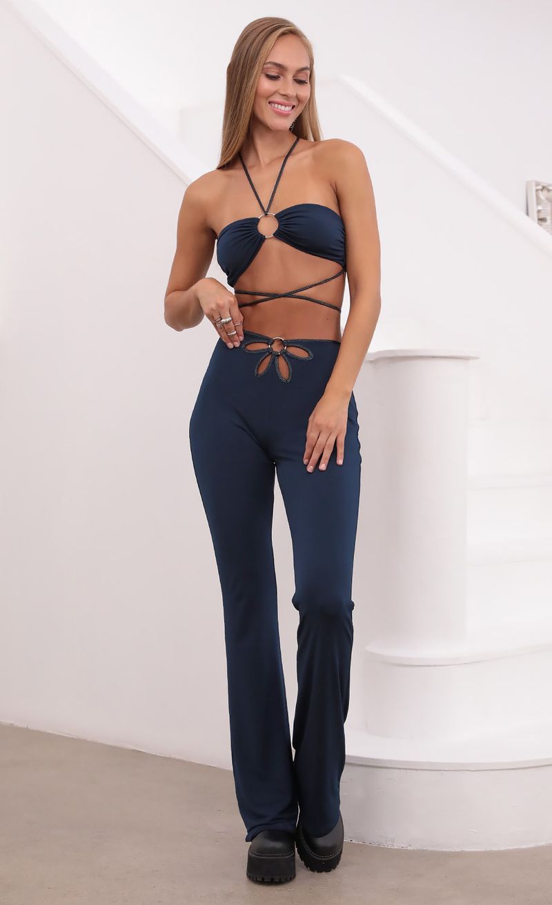 Picture Snoh Two Piece Pant Set in Navy. Source: https://media.lucyinthesky.com/data/Aug21_2/800xAUTO/1V9A3795.JPG