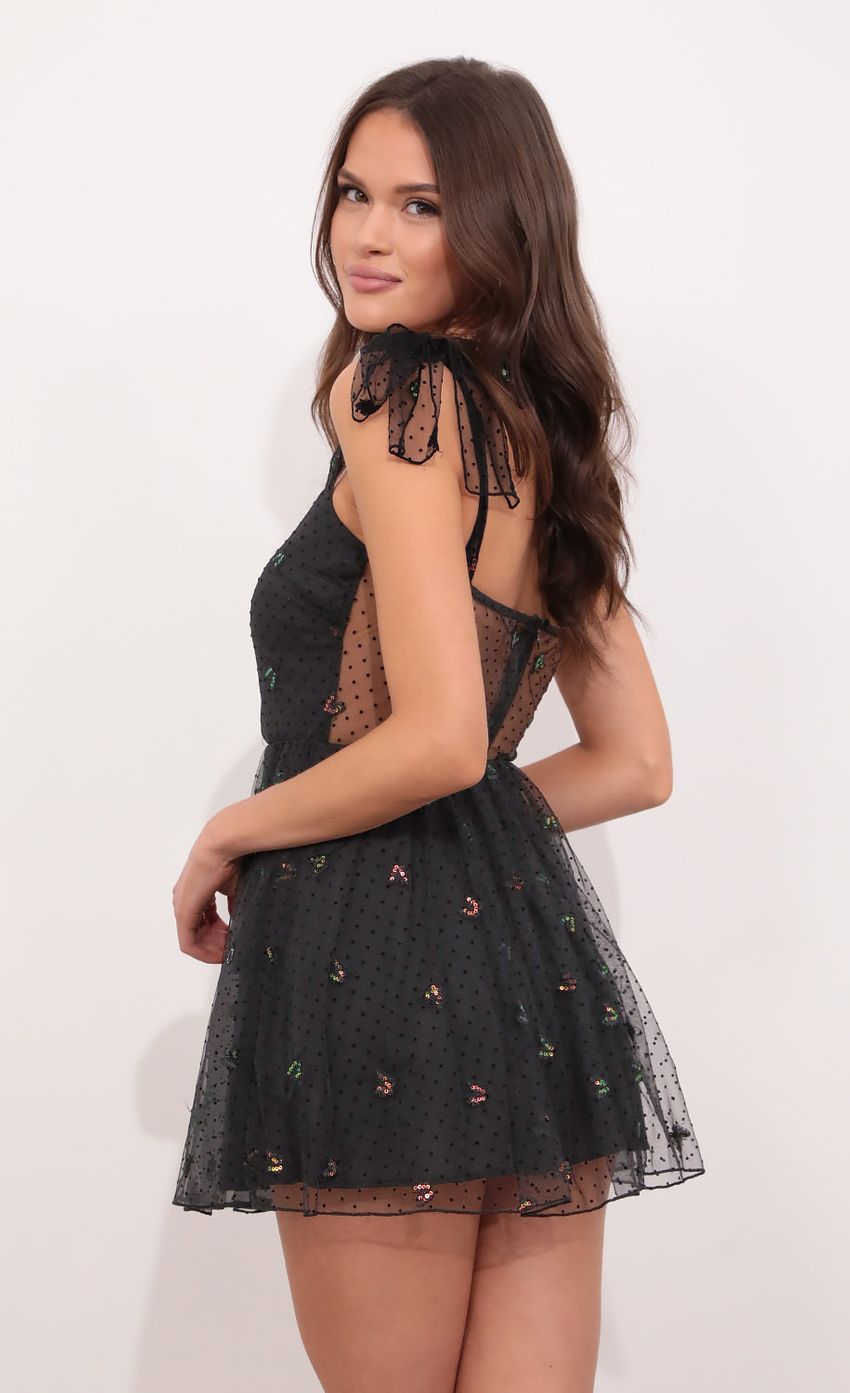 Picture Jacqueline Butterfly Mesh Dress in Black. Source: https://media.lucyinthesky.com/data/Aug21_2/850xAUTO/1V9A2213.JPG