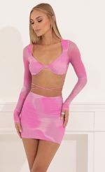 Picture Jayda Mesh Two Piece Skirt Set in Pink. Source: https://media.lucyinthesky.com/data/Aug22/150xAUTO/096671d5-aaac-47b5-870f-b90f7a358760.jpg