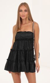 Aleah Pleated Baby Doll Dress in Black | LUCY IN THE SKY