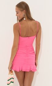 Picture thumb Rose Ruched Bodycon Dress in Hot Pink. Source: https://media.lucyinthesky.com/data/Aug22/170xAUTO/c6bb4261-0b61-455b-86b7-7ada9095690c.jpg