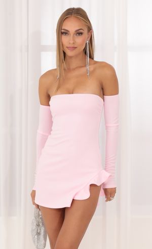 Savannah Mesh Ruched Bodycon Dress in Pink
