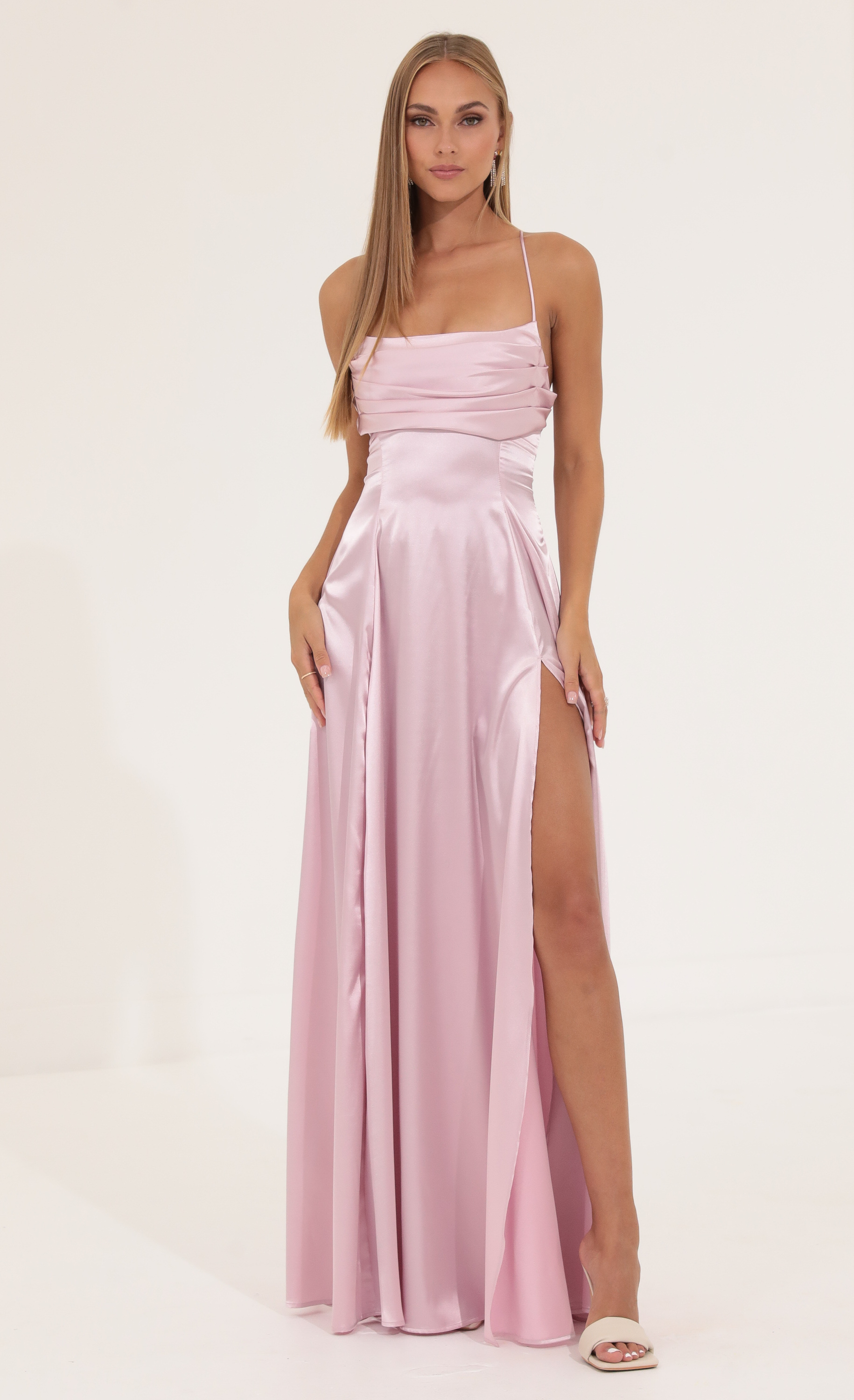 Dena Charmeuse Maxi Dress in Pink