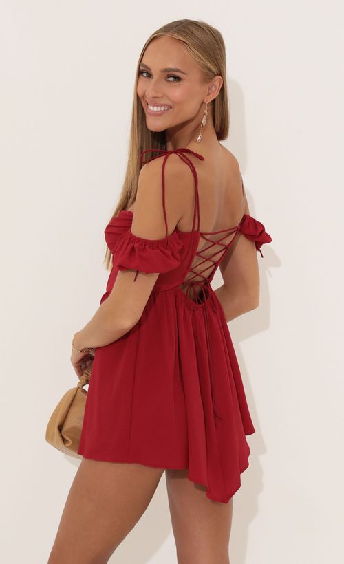 Picture Sally Crepe Corset Dress in Red  . Source: https://media.lucyinthesky.com/data/Aug22/500xAUTO/2a632ec5-e19b-4a0a-ad96-4d48f6204211.jpg