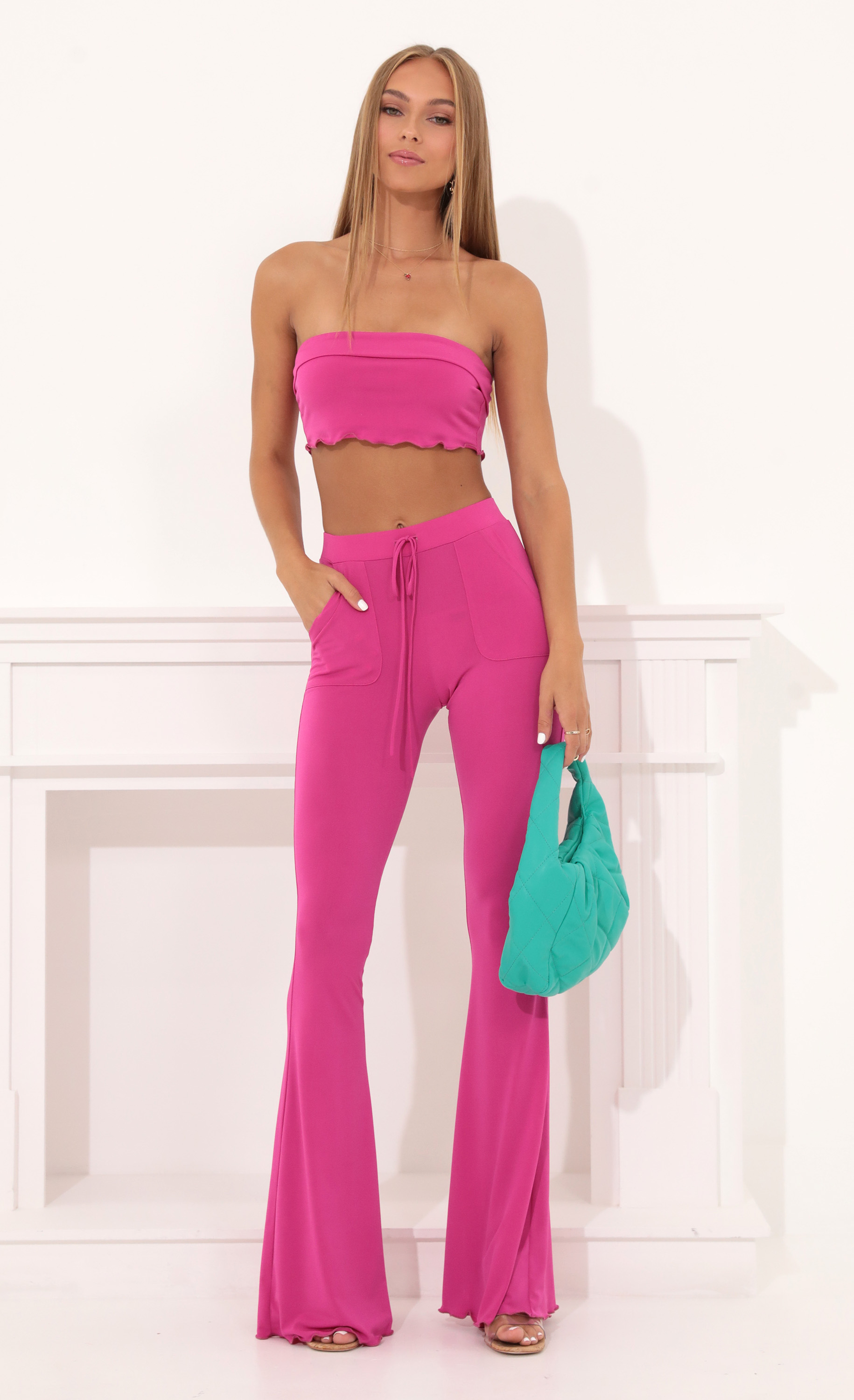 Kimmy Two Piece Pant Set in Pink