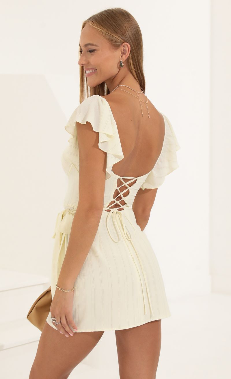 Picture Colleen Striped Crepe Corset Wrap Dress in Cream  . Source: https://media.lucyinthesky.com/data/Aug22/800xAUTO/0290f549-be75-43a2-aa7b-acae5ffb6d83.jpg