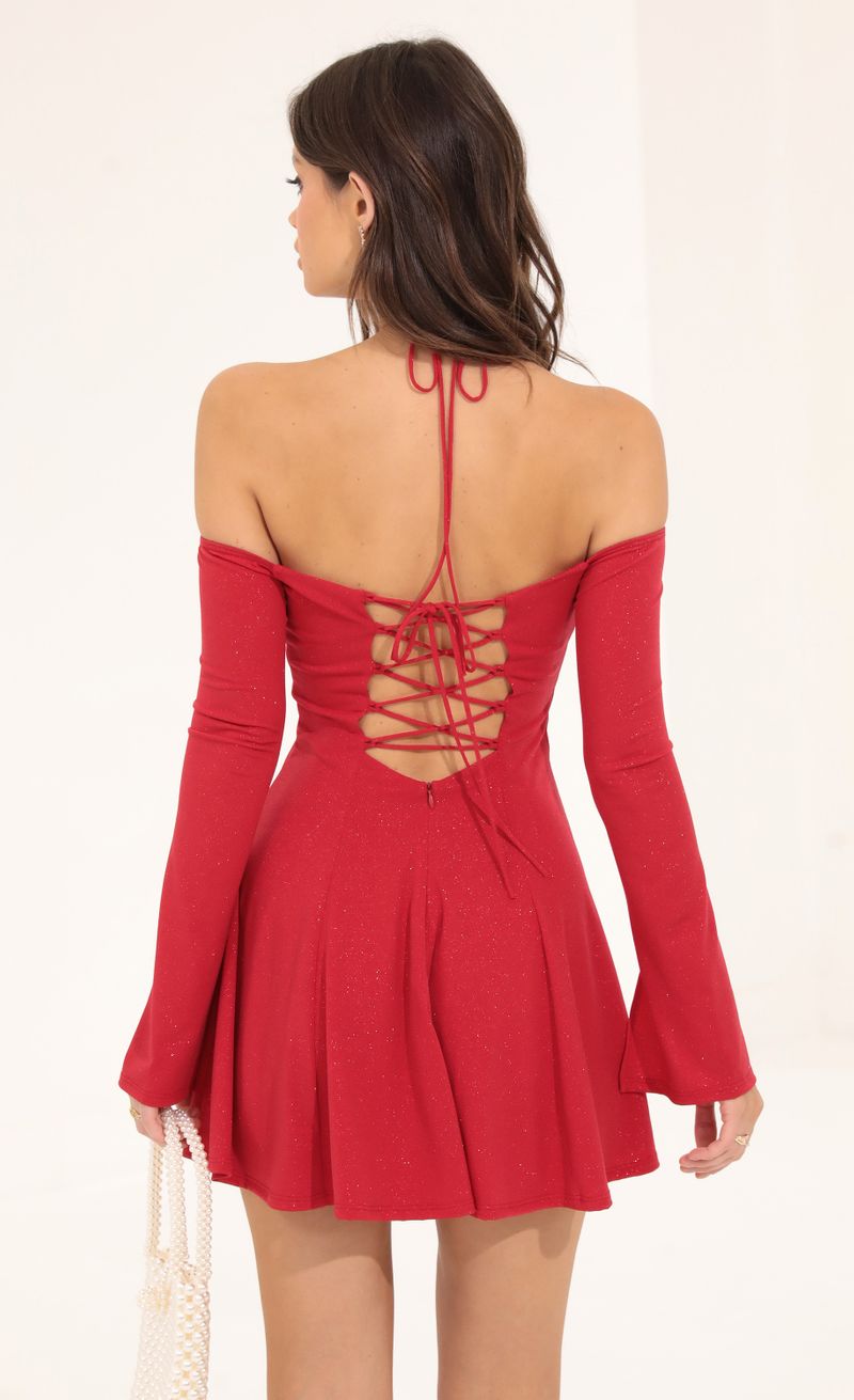 Picture Mable Glitter Off The Shoulder Flare Dress in Red . Source: https://media.lucyinthesky.com/data/Aug22/800xAUTO/07c3a5b9-0915-49bb-a30a-a15e7e45d7e6.jpg