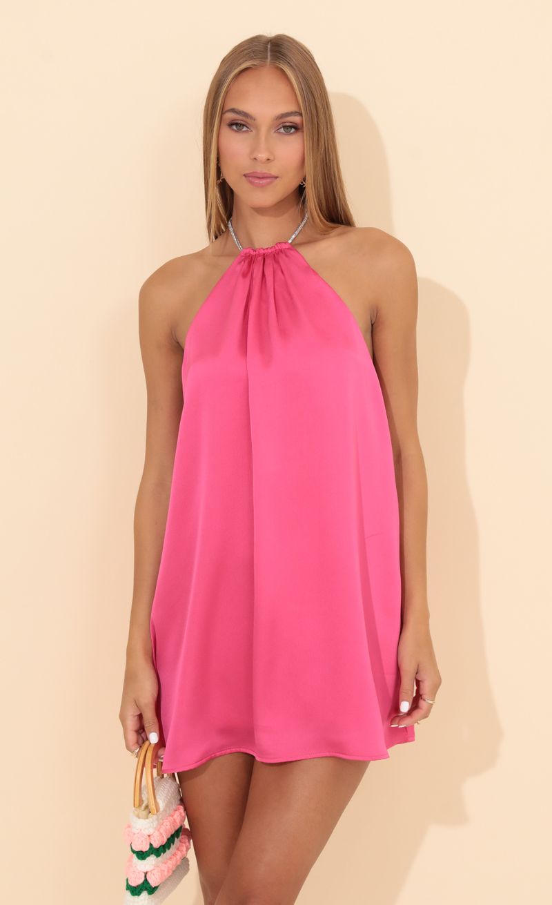 Tallulah Satin Open Back Dress in Pink Lucy in the Sky