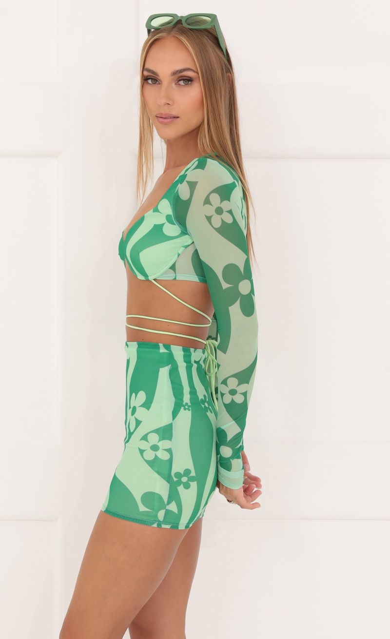 Picture Jayda Floral Mesh Two Piece Skirt Set in Green. Source: https://media.lucyinthesky.com/data/Aug22/800xAUTO/af758012-e257-43b9-ad72-de1a587a7724.jpg