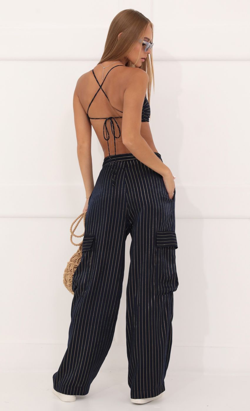 Picture Mckenzie Satin Striped Two Piece Set in Navy. Source: https://media.lucyinthesky.com/data/Aug22/850xAUTO/1e06d028-ba77-443e-9fc1-2a82bfcda17a.jpg