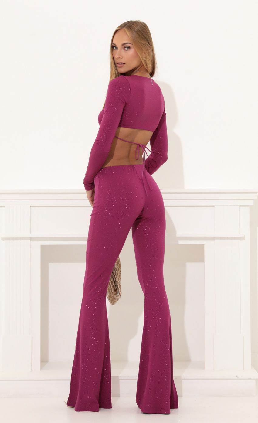 Picture Theresa Glitter Two Piece Pant Set in Mauve. Source: https://media.lucyinthesky.com/data/Aug22/850xAUTO/8d1004be-5b78-4588-b170-e7deabbe412a.jpg