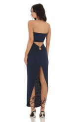 Picture Latica Slinky Strapless Dress in Navy. Source: https://media.lucyinthesky.com/data/Aug23/150xAUTO/6844e179-deb8-476d-881a-37508c688565.jpg