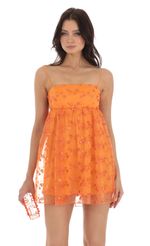 Picture Juno Sequin Floral Baby Doll Dress in Orange. Source: https://media.lucyinthesky.com/data/Aug23/150xAUTO/c5307e55-f5a8-425c-a8b9-8471e72cb238.jpg