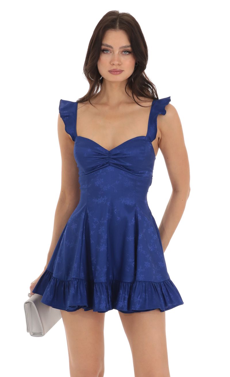 Cindi Jacquard A-Line Dress in Blue | LUCY IN THE SKY