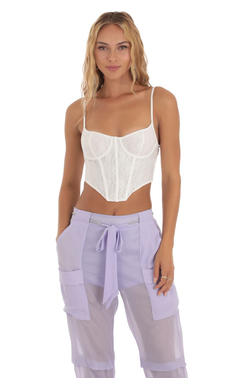 Electryone Lace Corset Top in White