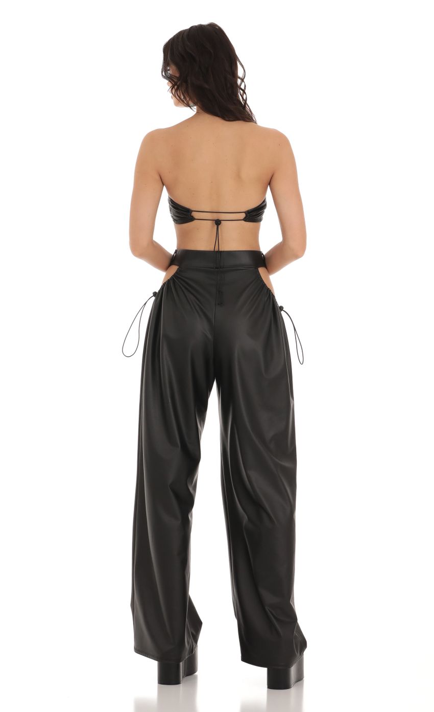 Picture Lava Pleather Cutout Two Piece Set in Black. Source: https://media.lucyinthesky.com/data/Aug23/850xAUTO/031d16a8-243c-402b-8b4f-53b22dc38515.jpg