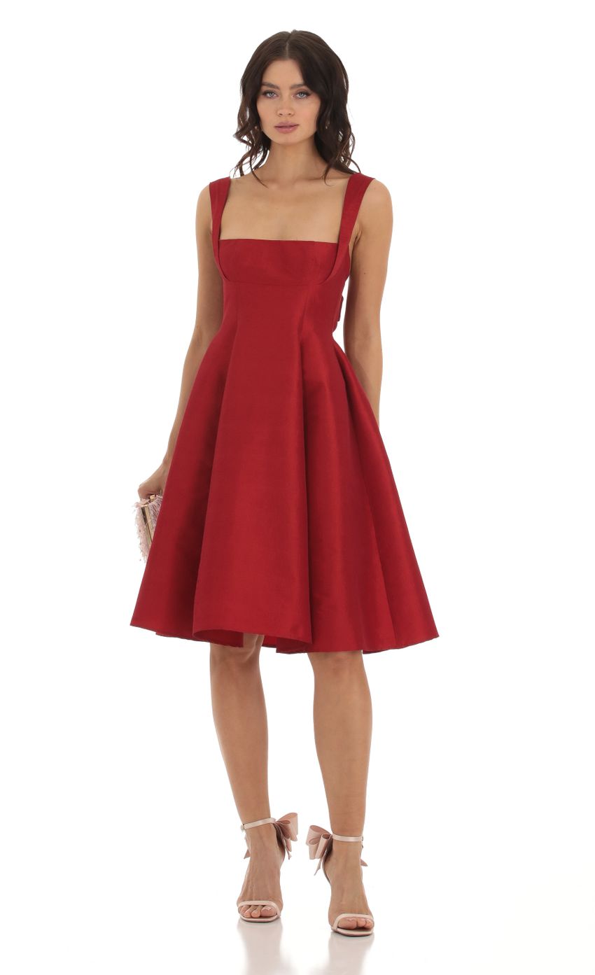 Picture Persephone Flare Midi Dress in Red. Source: https://media.lucyinthesky.com/data/Aug23/850xAUTO/1dedf2cb-ba4e-4c25-8ef9-bee2007fdcdb.jpg