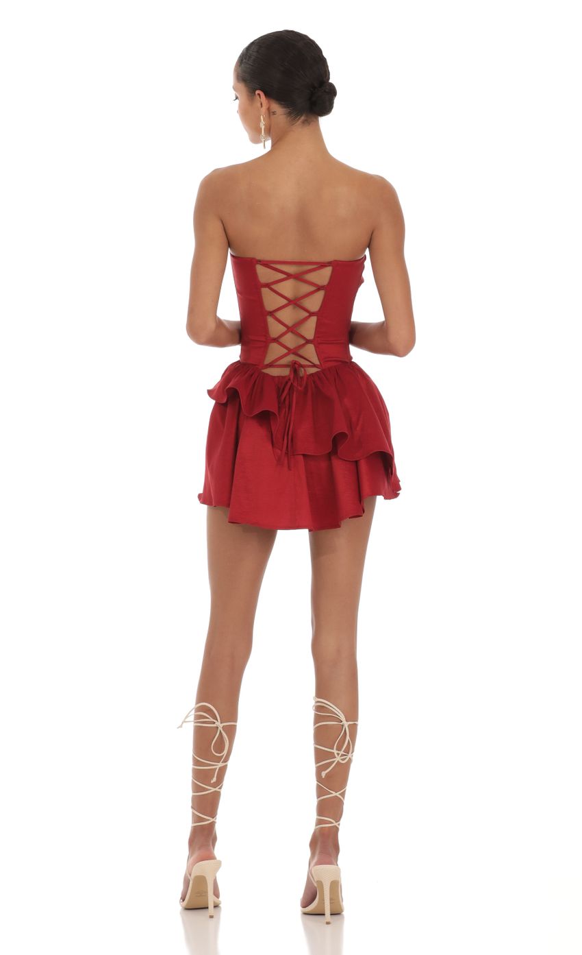 Picture Enid Corset Strapless Dress in Red. Source: https://media.lucyinthesky.com/data/Aug23/850xAUTO/29fa5e91-2bb2-416d-9956-0ad32226fb69.jpg