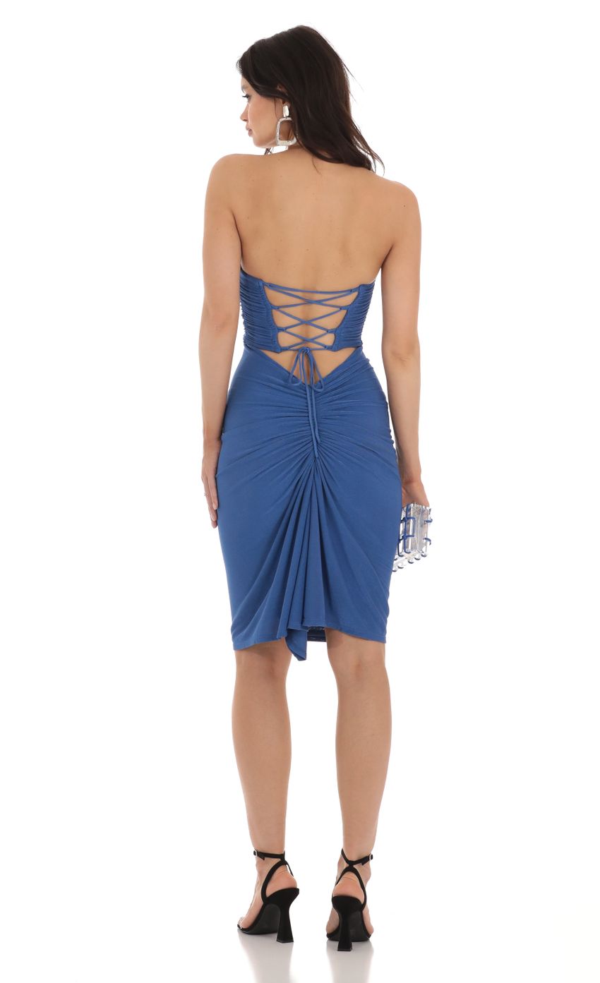 Picture Bray Corset Strapless Dress in Blue. Source: https://media.lucyinthesky.com/data/Aug23/850xAUTO/2c199ea6-e1b3-4aa6-8d5e-fa0d6b305b9a.jpg