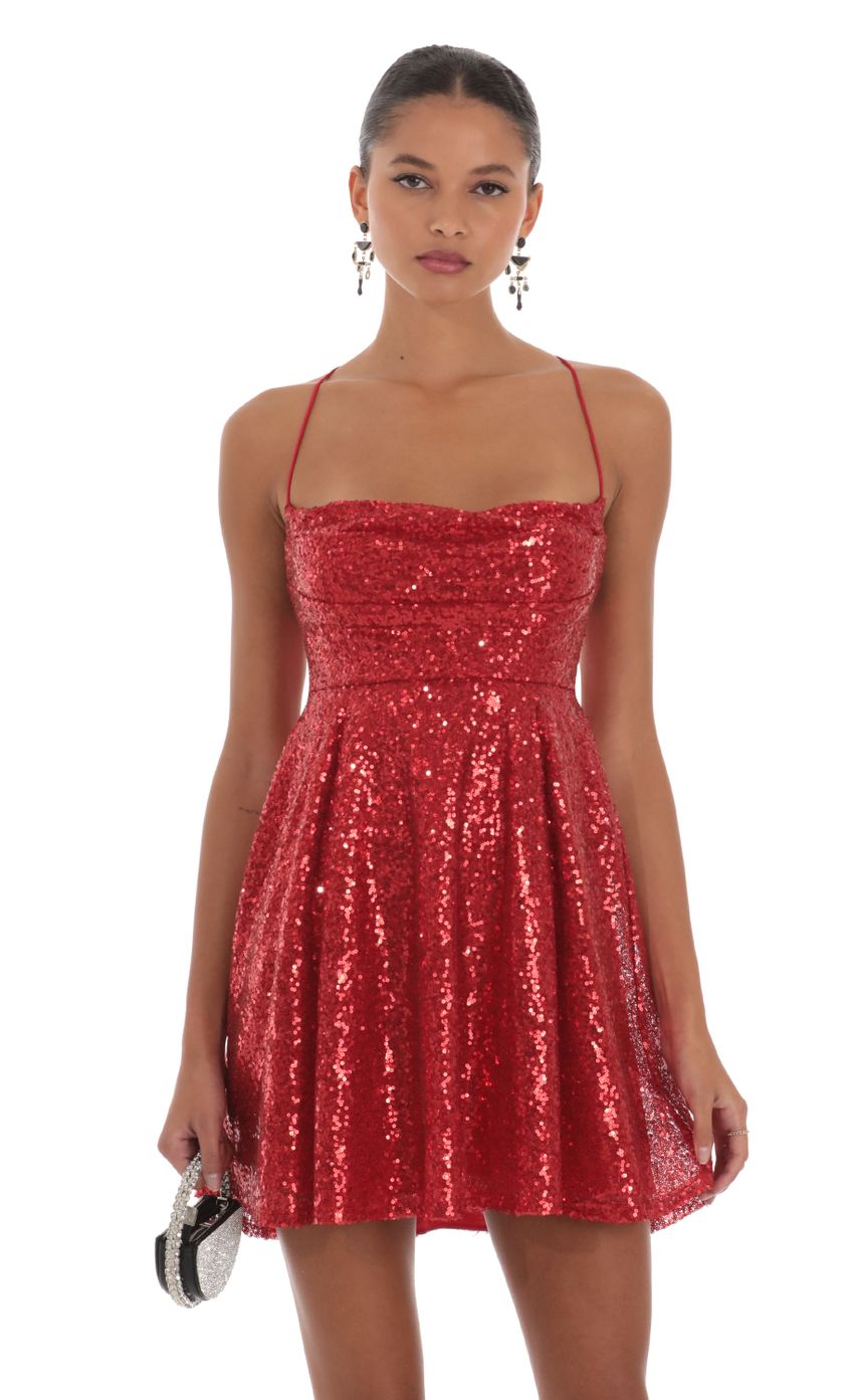Nicki Sequin Dress in Red | LUCY IN THE SKY