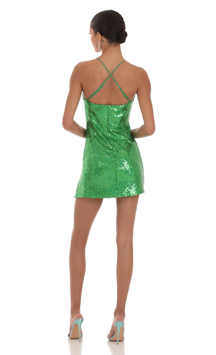 Yolanda Sequin Side Slit Dress In Green Lucy In The Sky 