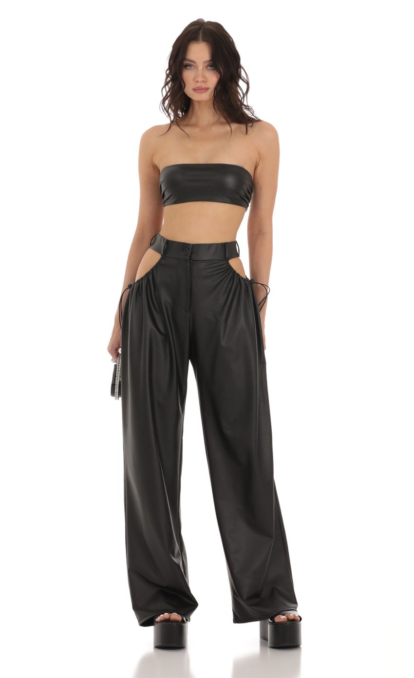 Picture Lava Pleather Cutout Two Piece Set in Black. Source: https://media.lucyinthesky.com/data/Aug23/850xAUTO/80def9ba-9f0a-4d42-b27a-5efdc4e4f6f4.jpg